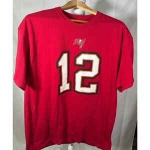 Tampa Bay Buccaneers Tom Brady 12 NFL Football Red T Shirt XL